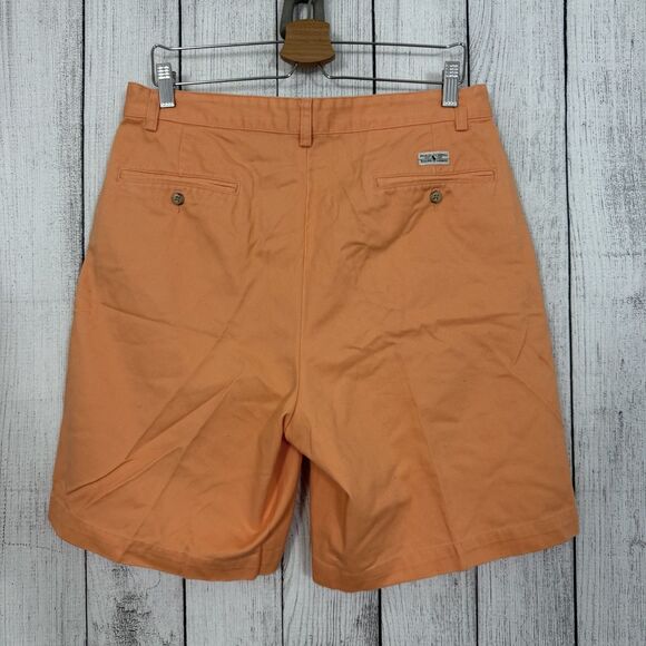 VTG Ralph Lauren Men's W33 Orange Pleated Cotton Bermuda Shorts - Picture 3 of 7